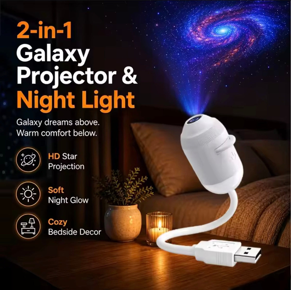 Adjustable Galaxy Star Projector Lamp