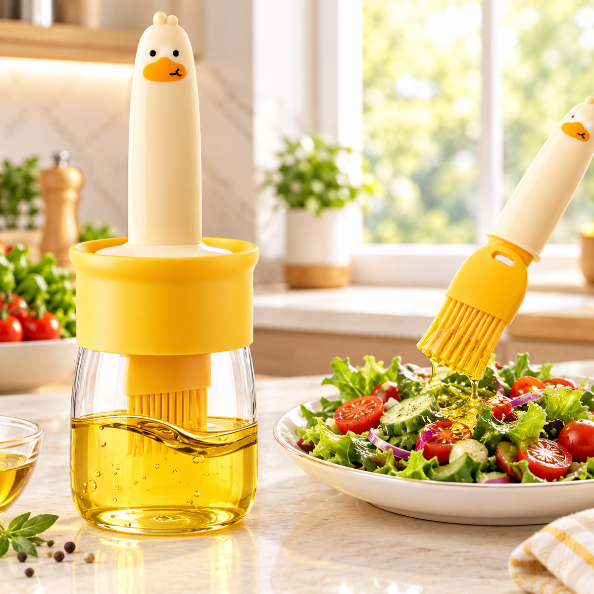 Duck-Shaped Oil Dispenser Brush – Mess-Free, Precise & Easy Oil Application