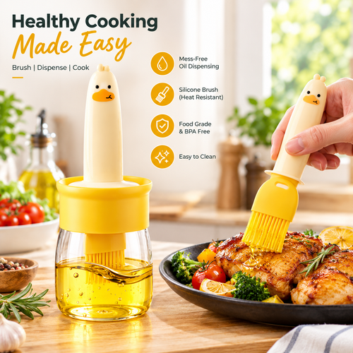 Duck-Shaped Oil Dispenser Brush – Mess-Free, Precise & Easy Oil Application