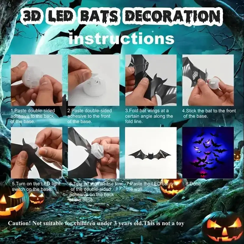3D Bat LED Wall Decal
