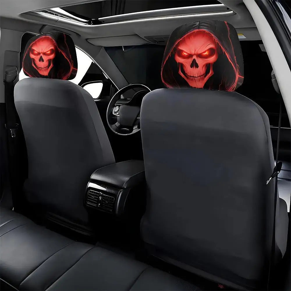 Grim Reaper Skull Car Headrest Covers