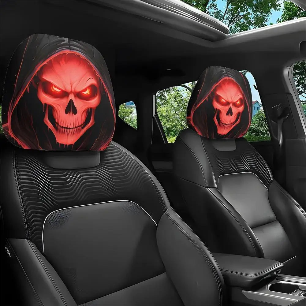 Grim Reaper Skull Car Headrest Covers