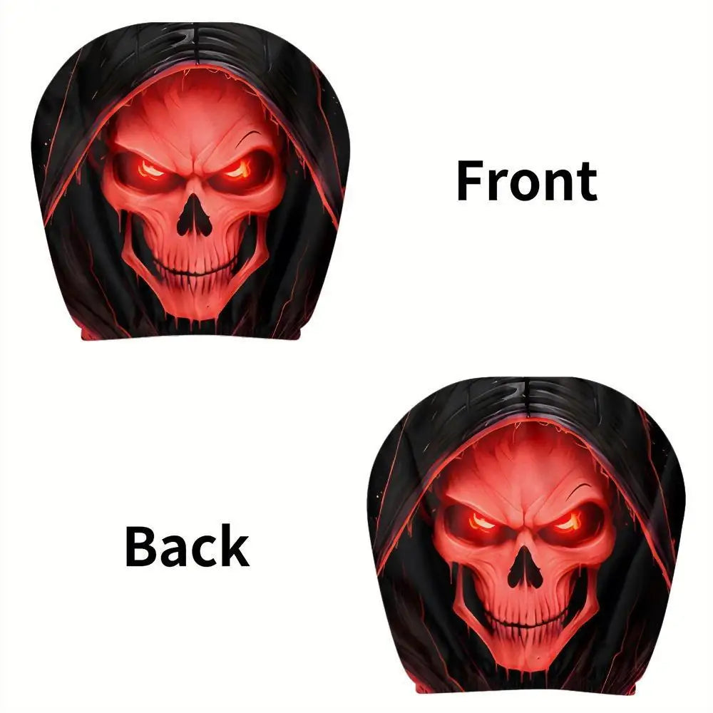 Grim Reaper Skull Car Headrest Covers