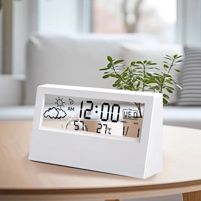 Transparent LCD Alarm Clock with Weather Display