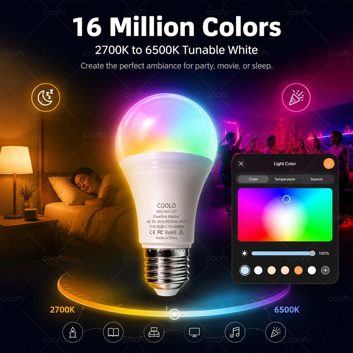 Smart Dimmable RGB LED Bulbs