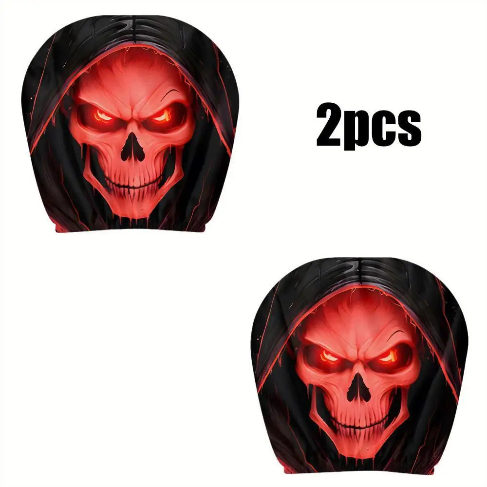 Grim Reaper Skull Car Headrest Covers