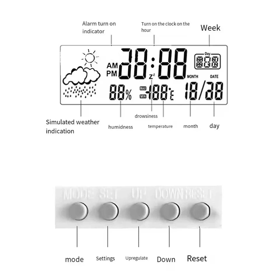 Transparent LCD Alarm Clock with Weather Display